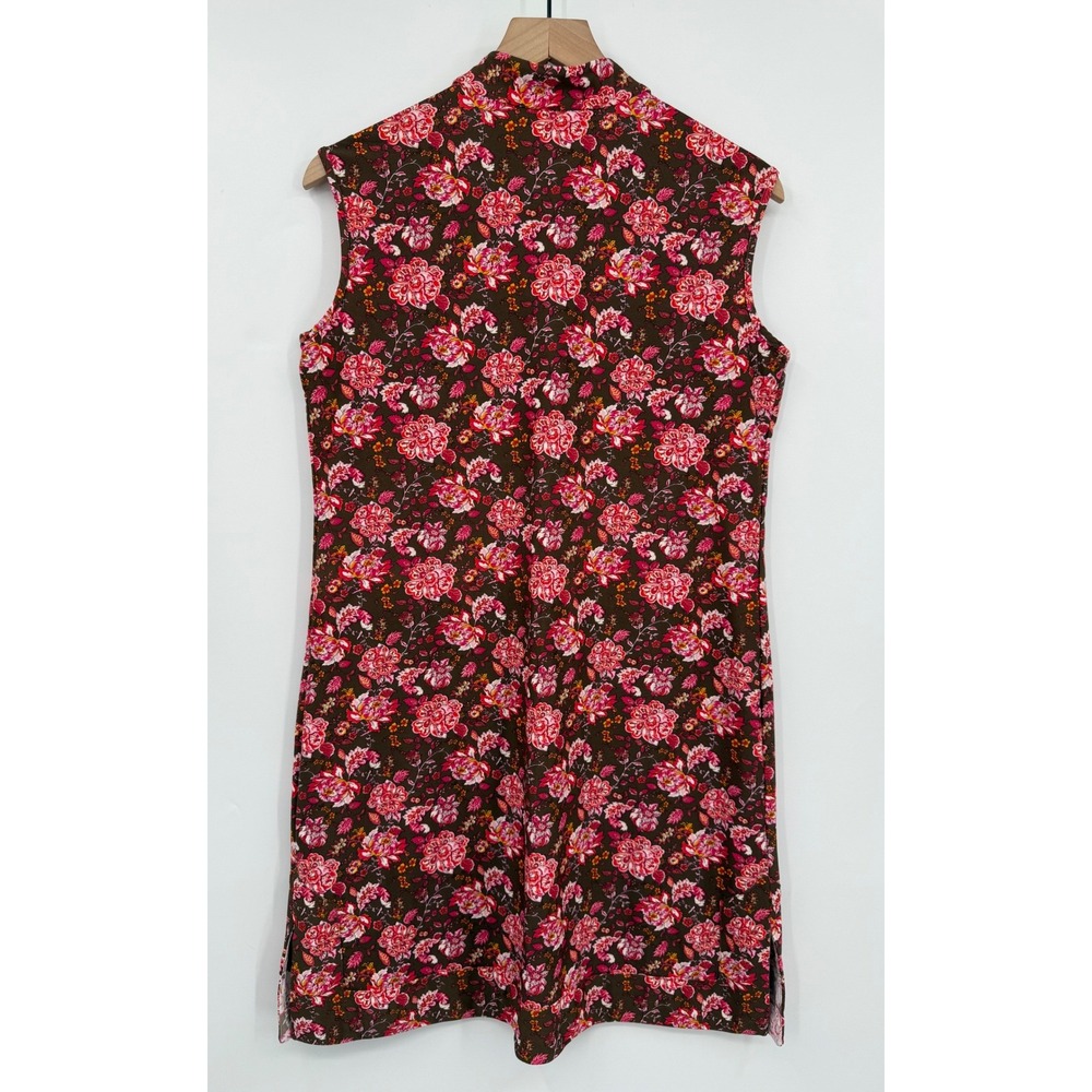 Jude Connally Dress Womens Medium Brown Pink Floral Sleeveless V-Neck Shift - Picture 2 of 9